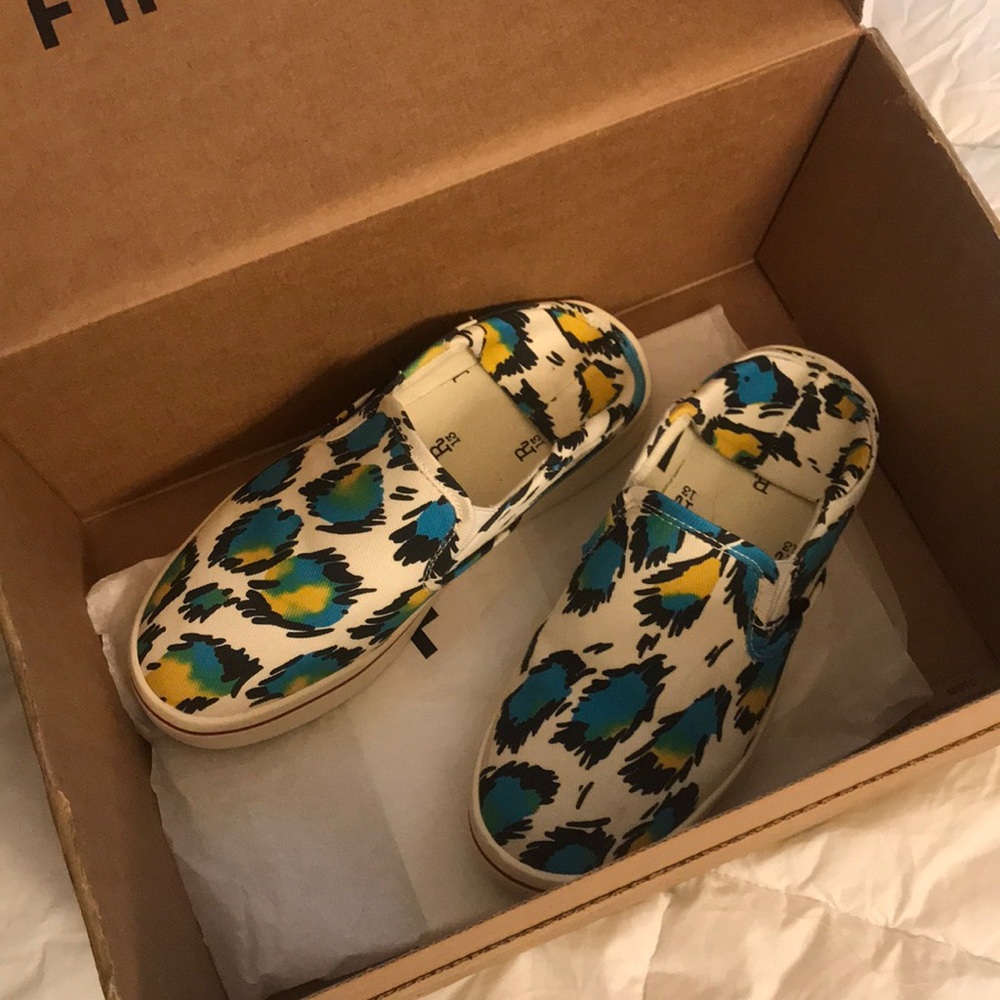 R13 Slip Ons! - Blue Leopard Size 6